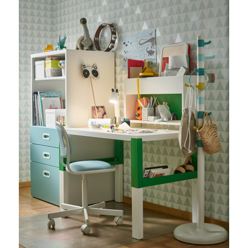 IKEA ORFJALL Children s desk chair white Vissle blue green